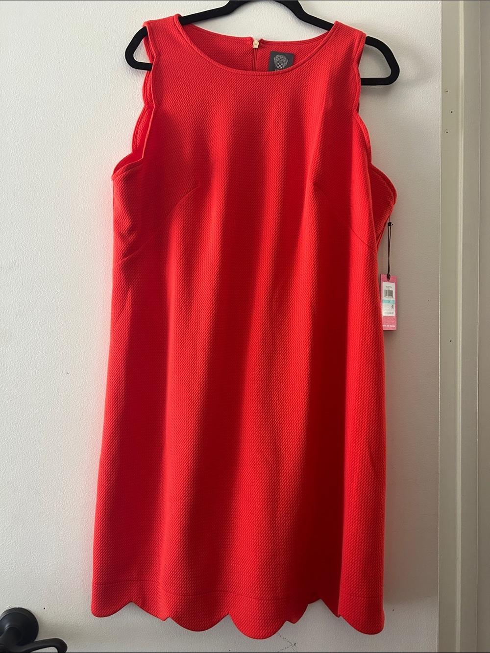 Vince Camuto Bright Orange Sleeveless Scallop-Hem Mini Dress